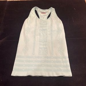 Athleta fitted tank top, Aztec print, build in bra, size L, seafoam green